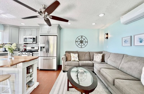 Cabes Point Condo | Fantastic! 3 BR! STEPS to the sand on Sapphire Beach Waterfront ocean view patio