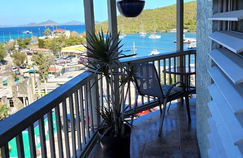 Estate Enighed Condo | Penthouse condo downtown Cruz Bay with amazing ocean views!