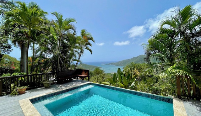 Mayan Sky ~ Pool views of Coral Bay. AC in all rooms!