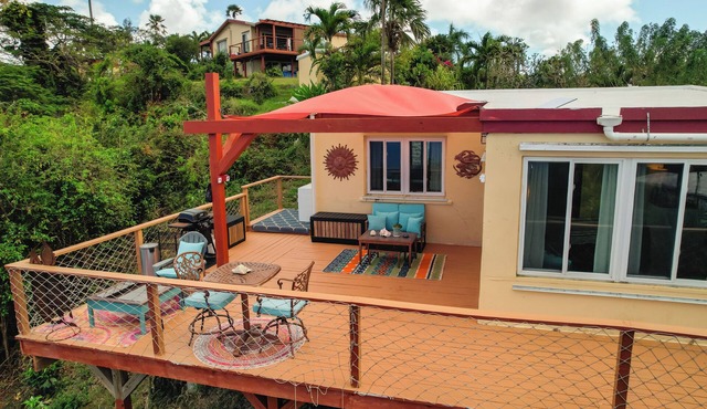 Romantic Hideaway 1-bedroom cottage with AC , a huge deck with an amazing view.