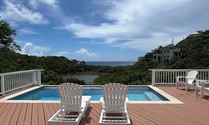 Estate Chocolate Hole and Great Cruz Bay House | Private Pool overlooking ocean, large deck on Estate Property. Great Privacy.