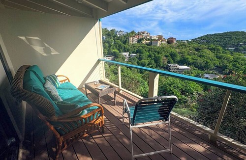 Estate Enighed Condo | Charming Corner Condo with A/C, Stunning Water Views, and Gorgeous Sunsets!